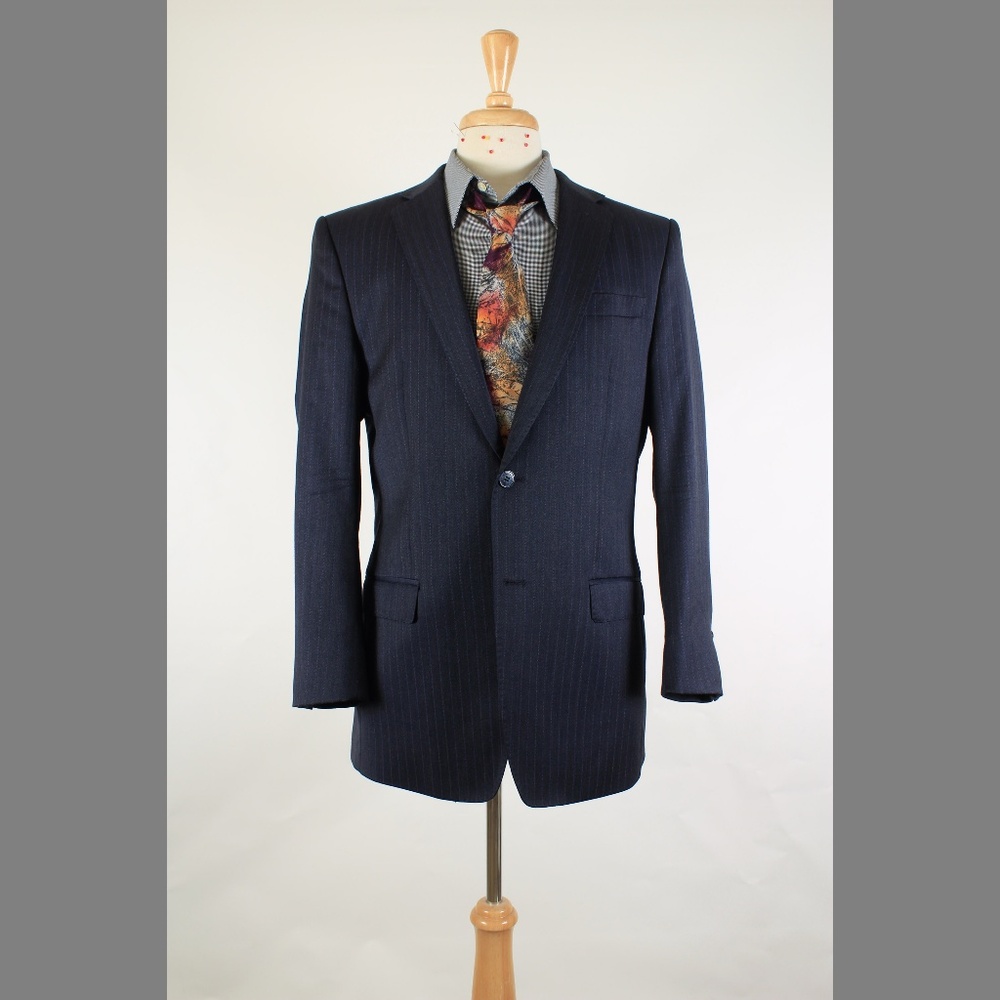 Versace 40R Navy Stripe 2B Sport Coat Y510